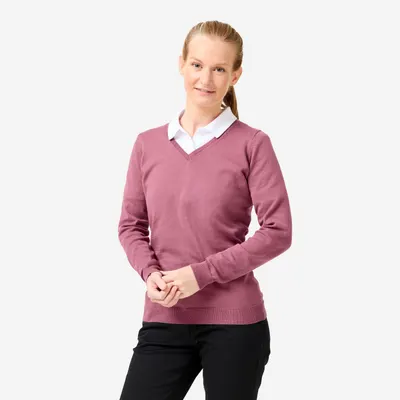 Pulover Golf 100% bumbac cu guler în V MW100 Mov-Gri Damă