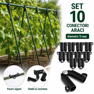 Conectori tip V pentru araci de gradina 11 mm multifunctionali, Set 10 bucati
