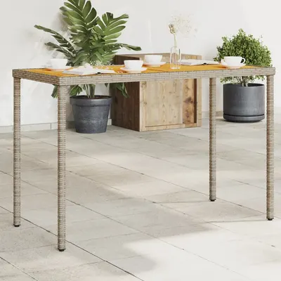 vidaXL Masă de grădină, blat lemn acacia, gri, 115x54x74 cm, poliratan