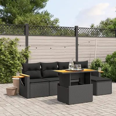 Gossi set mobilier de gradina cu perne, 6 piese, negru, poliratan