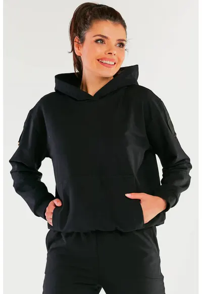 Hanorac dama - Bumbac/Elastan - Negru - Negru