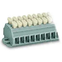 2-conductor terminal strip; 10-pole; on both sides with push-buttons; with fixing flanges; for screw or similar mounting types; Fixing hole 3.2 mm Ø; 2.5 mm²; CAGE CLAMP®; 2,50 mm²; gray