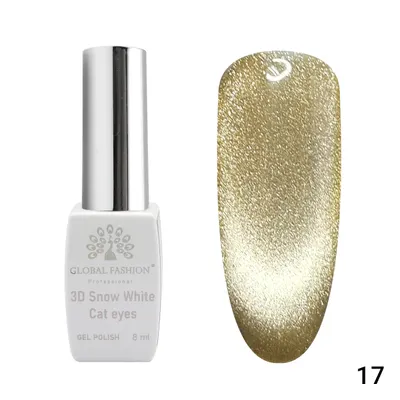 Oja semipermanenta, Snow White, 3D Cat Eye, Global Fashion 8ml, 17(FARA TPO) Engros