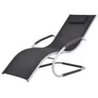 vidaXL Șezlong cu pernă, negru, aluminiu și textilenă