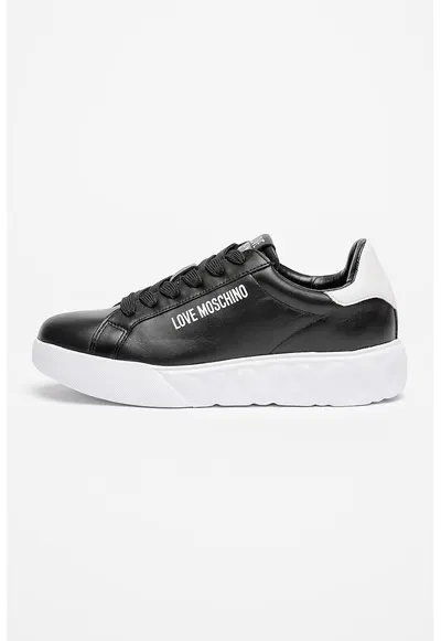 Pantofi sport de piele cu logo - Alb/Negru