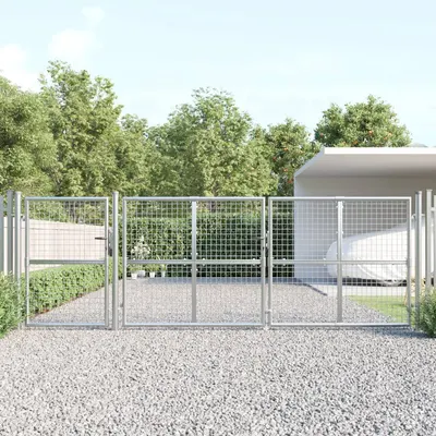 Gossi poarta de gradina din plasa argintie 400x175 cm otel galvanizat