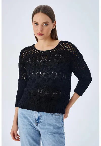 Pulover - negru - tricot -