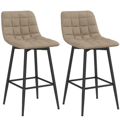 HOMCOM Scaune de bar nordic 84 cm maro din catifea si metal | Aosom Romania