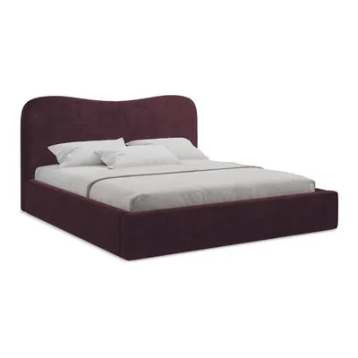 Pat matrimonial violet tapițat cu spațiu de depozitare cu somieră 160x200 cm Kahai – Makamii
