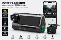 Camera auto DVR 4G MOSERA D12 PLUS, 3 camere, 4K UHD + Full HD + Full HD, Sony IMX415, GPS Tracking, WiFi 6, Night Vision IR, Cloud Live View,