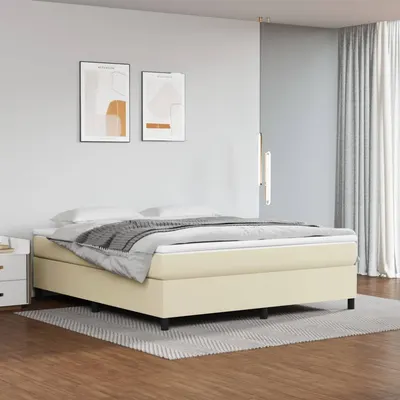 vidaXL Cadru de pat cu arcuri, crem, 180x200 cm, piele ecologică