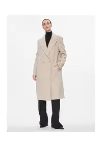 Palton dama - 303365967 - Lana/Poliamida - Bej - Bej