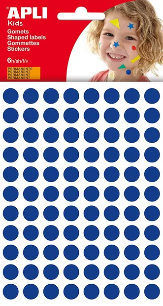 Stickere autoadezive APLI - Cercuri, albastre, 10,5 mm, 528 bucati