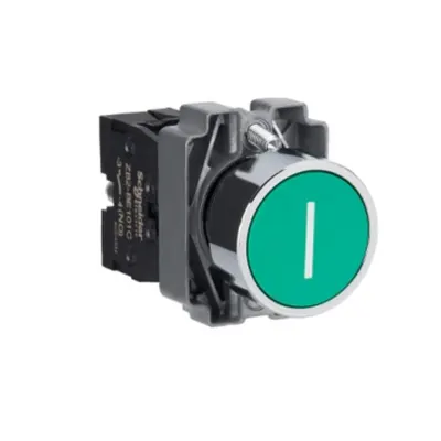 Easy Harmony XB2, buton de comanda, metalic, incastrat, verde, 22mm, revenire prin arc, marcat I, 1NO