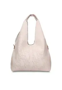 Geanta hobo de piele ecologica cu perforatii Aurelia Chic - Bej