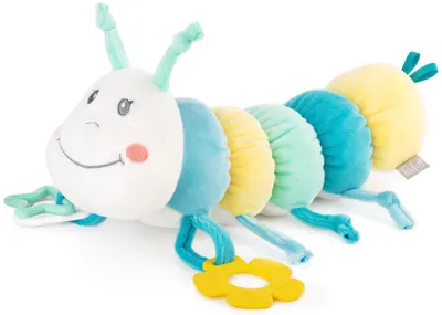 Jucărie moale pentru bebeluşi Tedsy - Omida, albastră, 32 cm