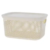Coș depozitare cu capac din plastic perforat, 23×17×12 cm, Storage Solutions, alb