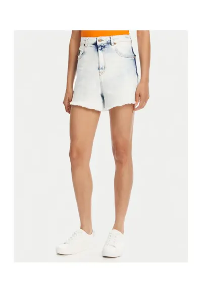 Blugi scurti femei - cu talie inalta - denim - albastru deschis