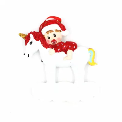 Decorațiune cu magnet - Bebeluș pe unicorn
