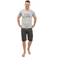 Pijama barbati PBV28 NEGRU GRI GAME OVER, Uniconf | marimea S