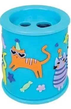 Ascutitoare bleu cu 2 gauri si container. Pisici