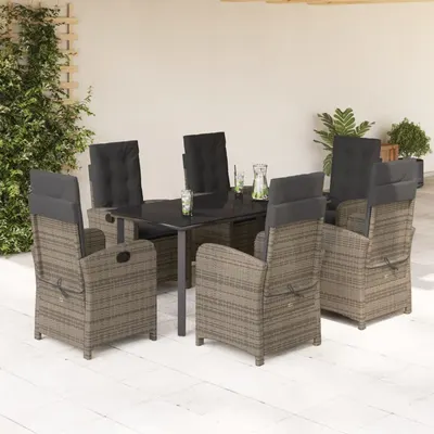 Gossi set mobilier de gradina cu perne, 7 piese, gri, poliratan