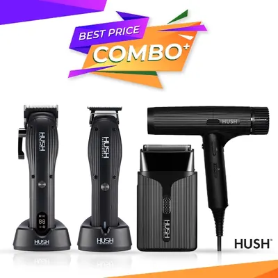 Set HUSH - Masina de tuns C2 + Masina de contur T2 + Masina de ras V2 + Uscator de parHU600