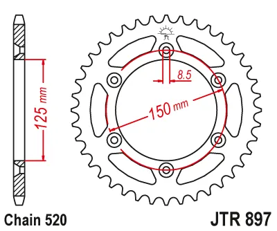 JT - Foaie (spate) JTR897, 50 dinti - KTM Duke LC4 EGSE