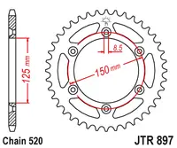 JT - Foaie (spate) JTR897, 50 dinti - KTM Duke LC4 EGSE