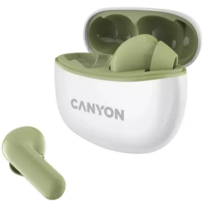 Căști wireless Canyon - TWS5, albe/verde