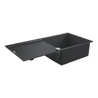 Chiuveta compozit Grohe 31645AP0, 100 x 50 cm, reversibil, montare pe blat, Kit montaj si evacuare inclus, Negru granit