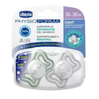 Suzete din silicon pentru copii 16-36 luni PhysioForma Light Glow Unisex, 2 bucati, Chicco