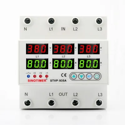 Releu TRIFAZIC, Sinotimer, siguranta digitala de protectie, tensiune afisata 380V, programabil intre 1-80A, STVP935-80A-380