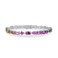 Bratara tennis din aur alb cu safire multicolore de 10.6ct