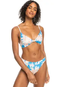 Costum de baie cu detaliu innodat Love - 2 piese - Albastru azur/Bej deschis