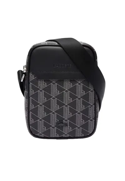 Geanta crossbody de piele ecologica cu logo - Negru