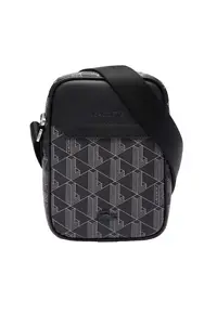 Geanta crossbody de piele ecologica cu logo - Negru