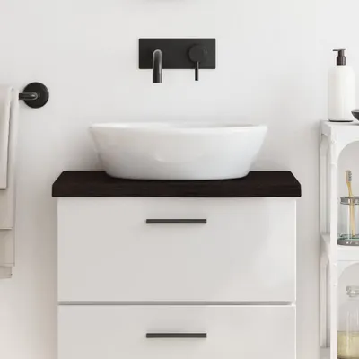 vidaXL Blat de baie, maro închis, 60x40x(2-4) cm, lemn masiv tratat