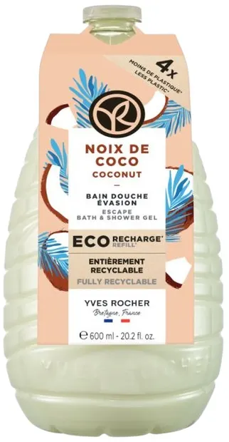 Yves Rocher Bain Nature Gel de duș, nucă de cocos, umplutură, 600 ml