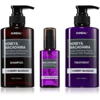 KUNDAL Honey & Macadamia Cherry Blossom set pentru păr uscat și deteriorat