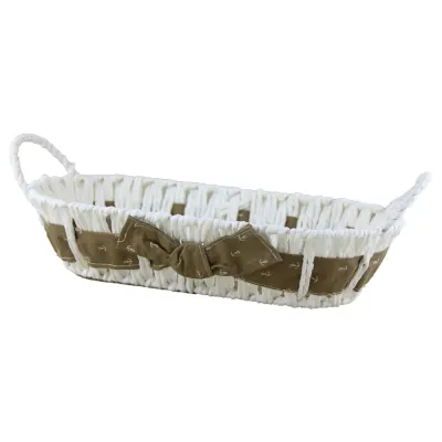 Cos paine din paie de hartie cu fundita maro 30x15x7 cm