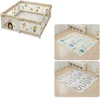Gard pentru bebeluși Sonne - Kiva, cu fermoar, covor si bile, 180 х 150 х 65 cm