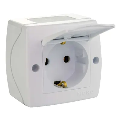 Priza simpla cu capac, OCTANS, aparent/PT, alb
