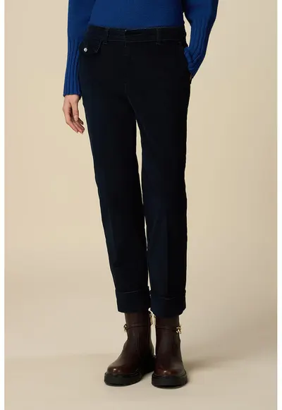 Blugi crop cu buzunare oblice - Albastru ultramarin