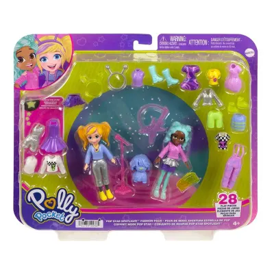 Set 2 papusi cu haine si accesorii, Polly Pocket, HKV97