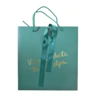 Punga de cadou verde cu mesaj 33 cm
