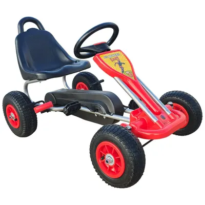 Kart cu pedale pentru copii A05 Kidscare, rosu, 3-6 ani, roti gonflabile