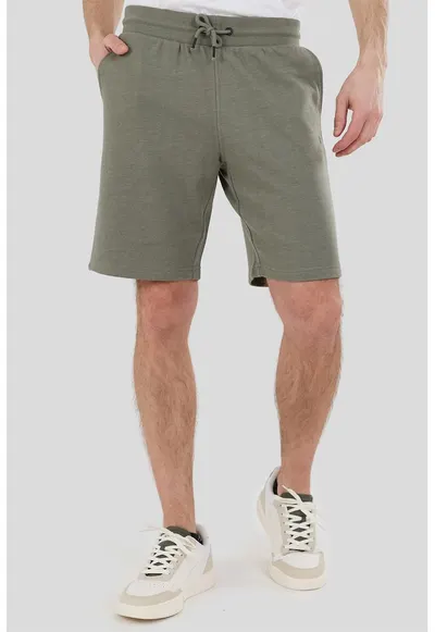 Pantaloni scurti de trening cu croiala regular-fit si snur Delon - Verde feriga