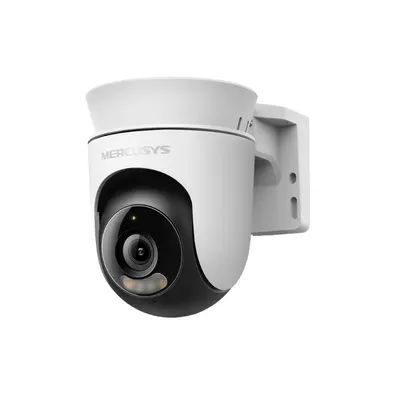 Camera supraveghere exterior IP Dome WiFi PT cu iluminare duala Mercusys MC510, 3 MP, 4 mm, IR/lumina alba 30 m, 2.4 GHz, auto-tracking, microfon si difuzor, slot card