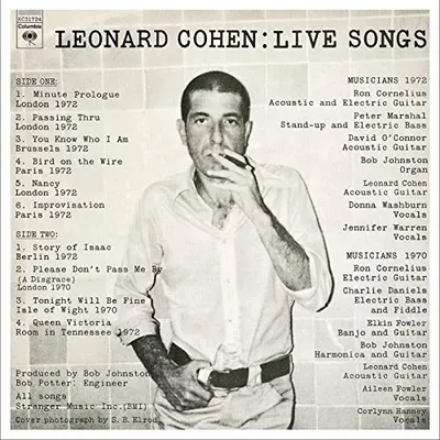 Live Songs Leonard Cohen - Vinyl